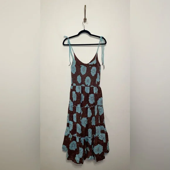 Free People Adriel Midi Dress in Nutmeg Combo